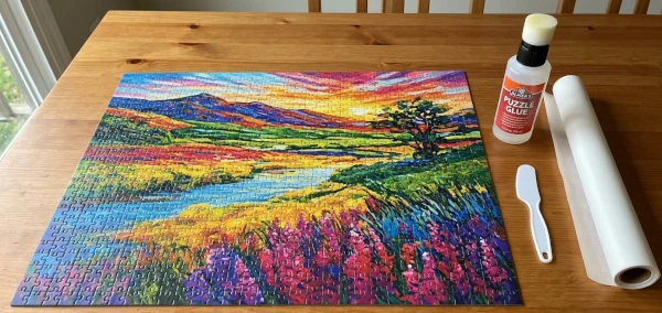 How to Glue a Puzzle: The Best Way to Seal and Preserve It 1 A completed puzzle ready to be glued